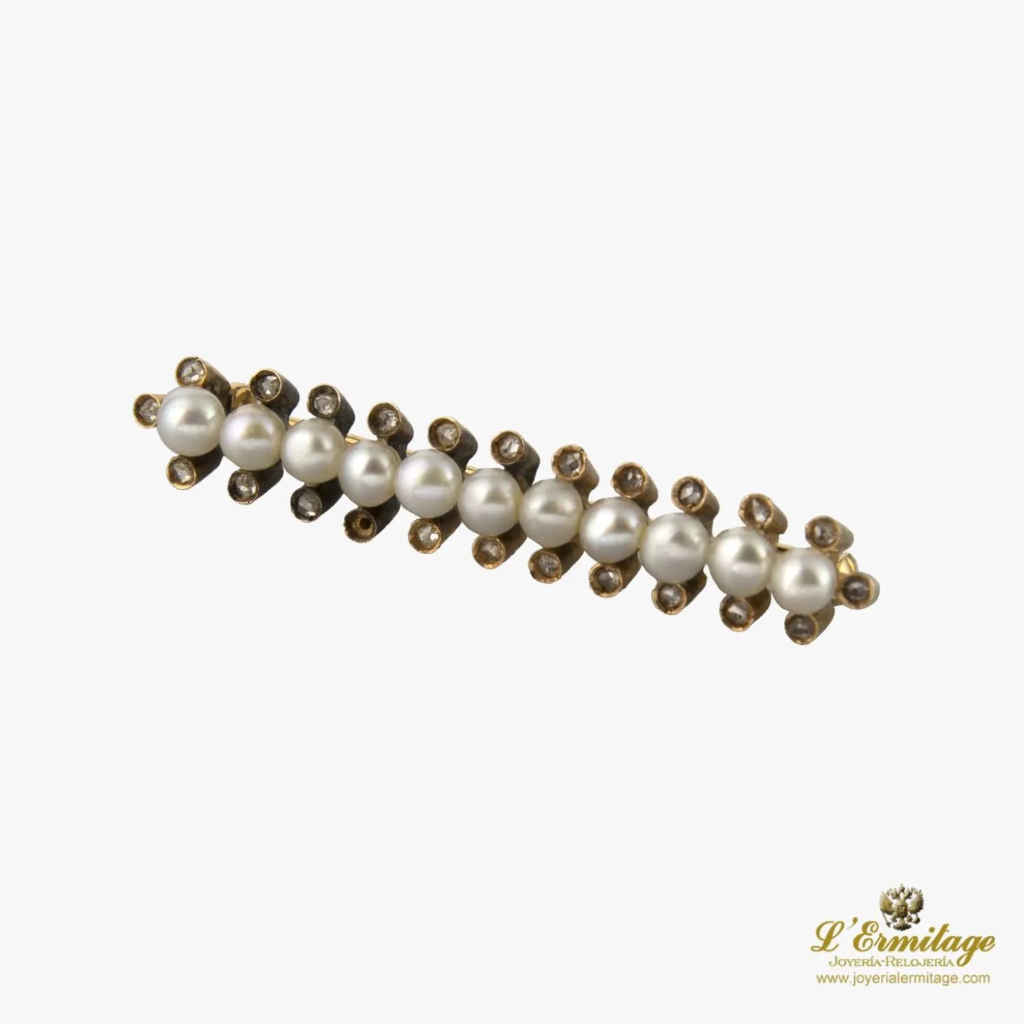 BROCHES / ALFILERES Broche-alfiler antiguo oro amarillo perlas