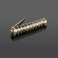 BROCHES / ALFILERES Broche-alfiler antiguo oro amarillo perlas