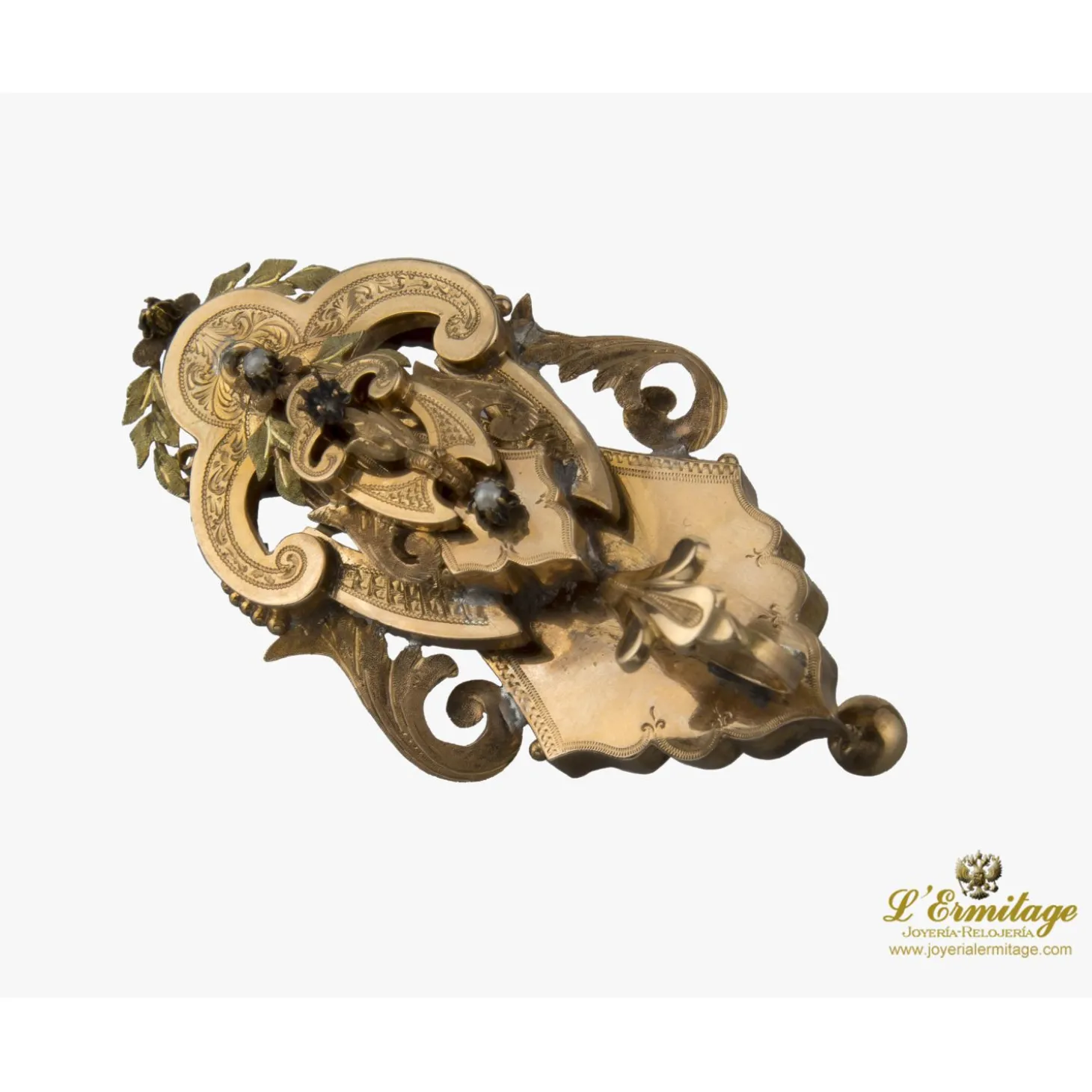BROCHES / ALFILERES Broche-alfiler antiguo oro amarillo y perlas