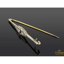 BROCHES / ALFILERES Broche-alfiler antiguo oro amarillo y plata con diamantes.
