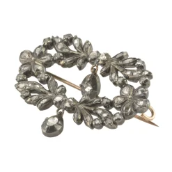 BROCHES / ALFILERES Broche-alfiler antiguo oro plata y diamantes antiguos