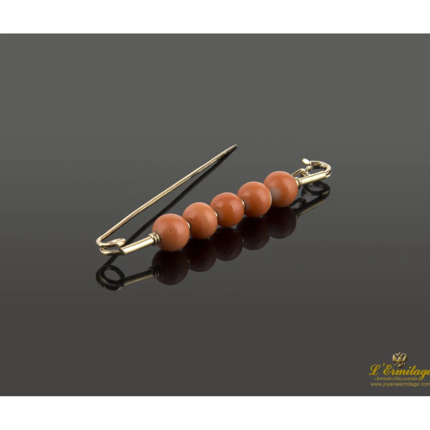 BROCHES / ALFILERES Broche-alfiler oro amarillo y corales