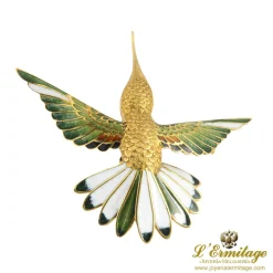 BROCHES / ALFILERES Broche-alfiler colibrí oro amarillo y esmalte.