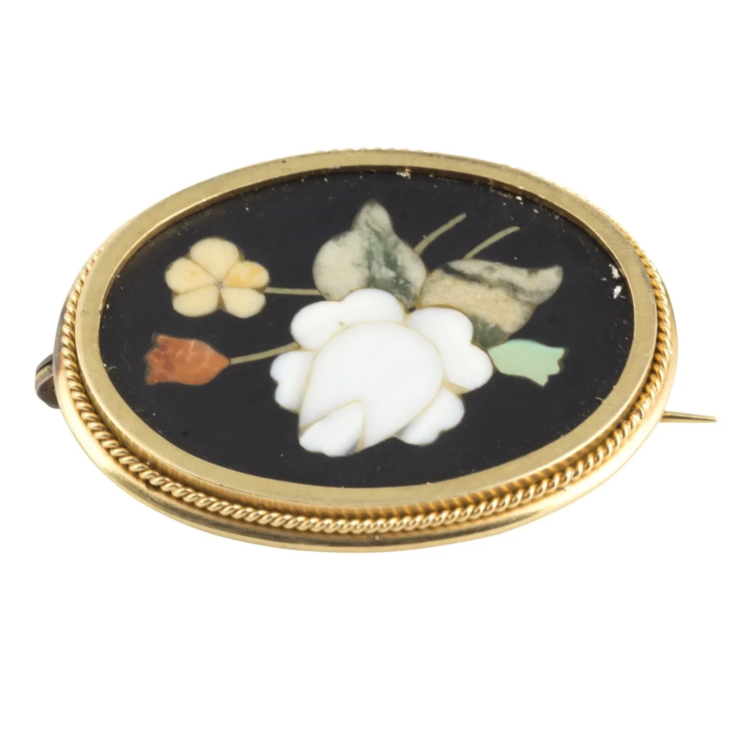 BROCHES / ALFILERES Broche-alfiler antiguo oro amarillo y esmalte
