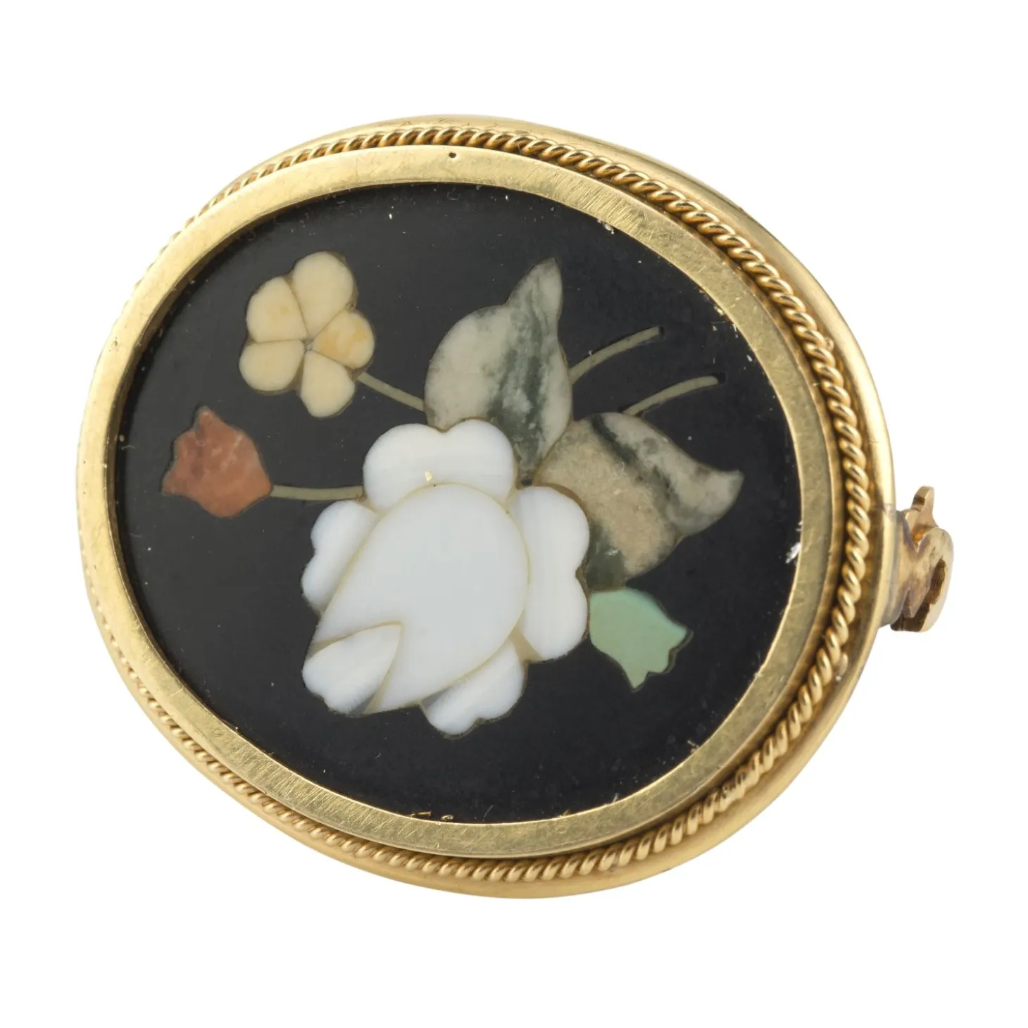 BROCHES / ALFILERES Broche-alfiler antiguo oro amarillo y esmalte