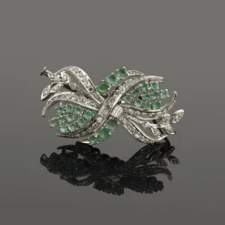 BROCHES / ALFILERES Broche-alfiler oro blanco esmeraldas y diamantes