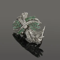 BROCHES / ALFILERES Broche-alfiler oro blanco esmeraldas y diamantes