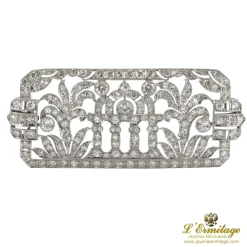 BROCHES / ALFILERES Broche-alfiler art deco oro blanco y diamantes talla antigua