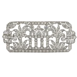 BROCHES / ALFILERES Broche-alfiler art deco oro blanco y diamantes talla antigua