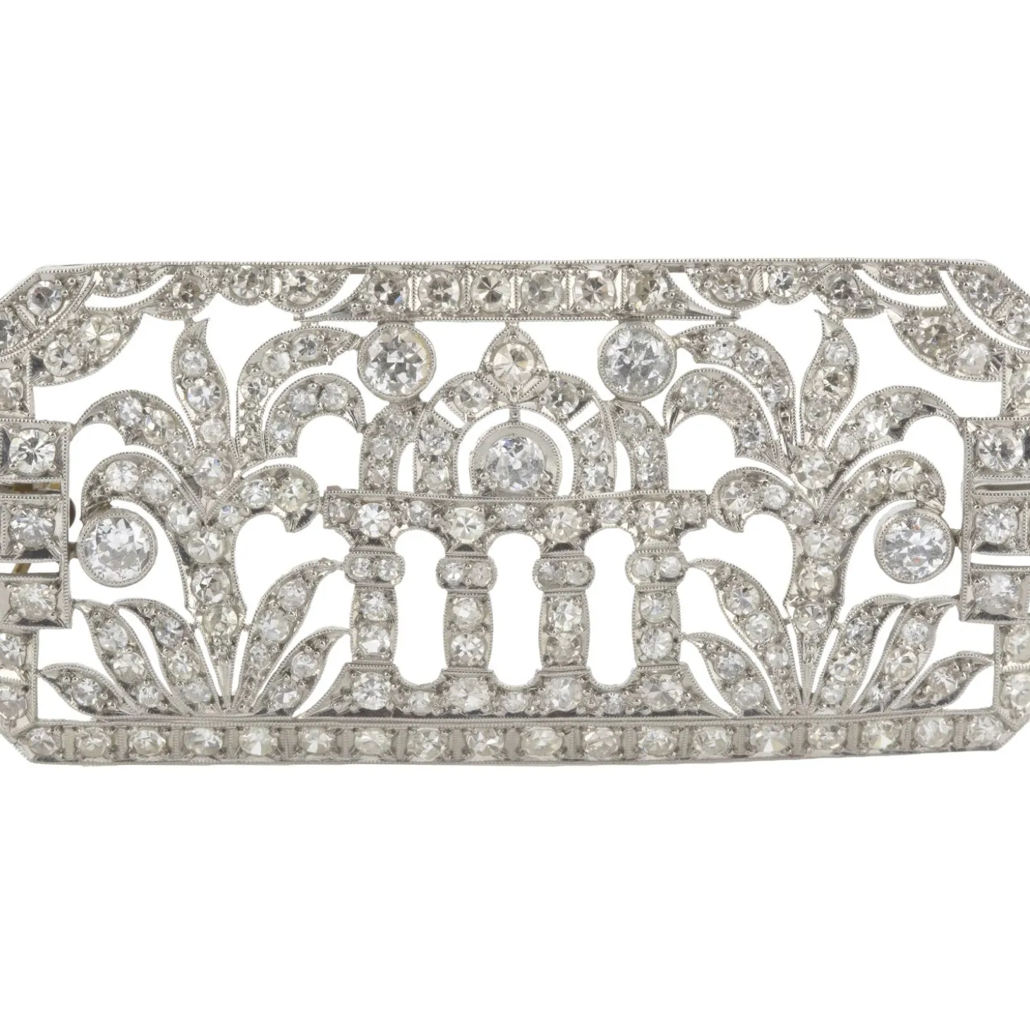 BROCHES / ALFILERES Broche-alfiler art deco oro blanco y diamantes talla antigua