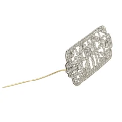 BROCHES / ALFILERES Broche-alfiler art deco oro blanco y diamantes talla antigua