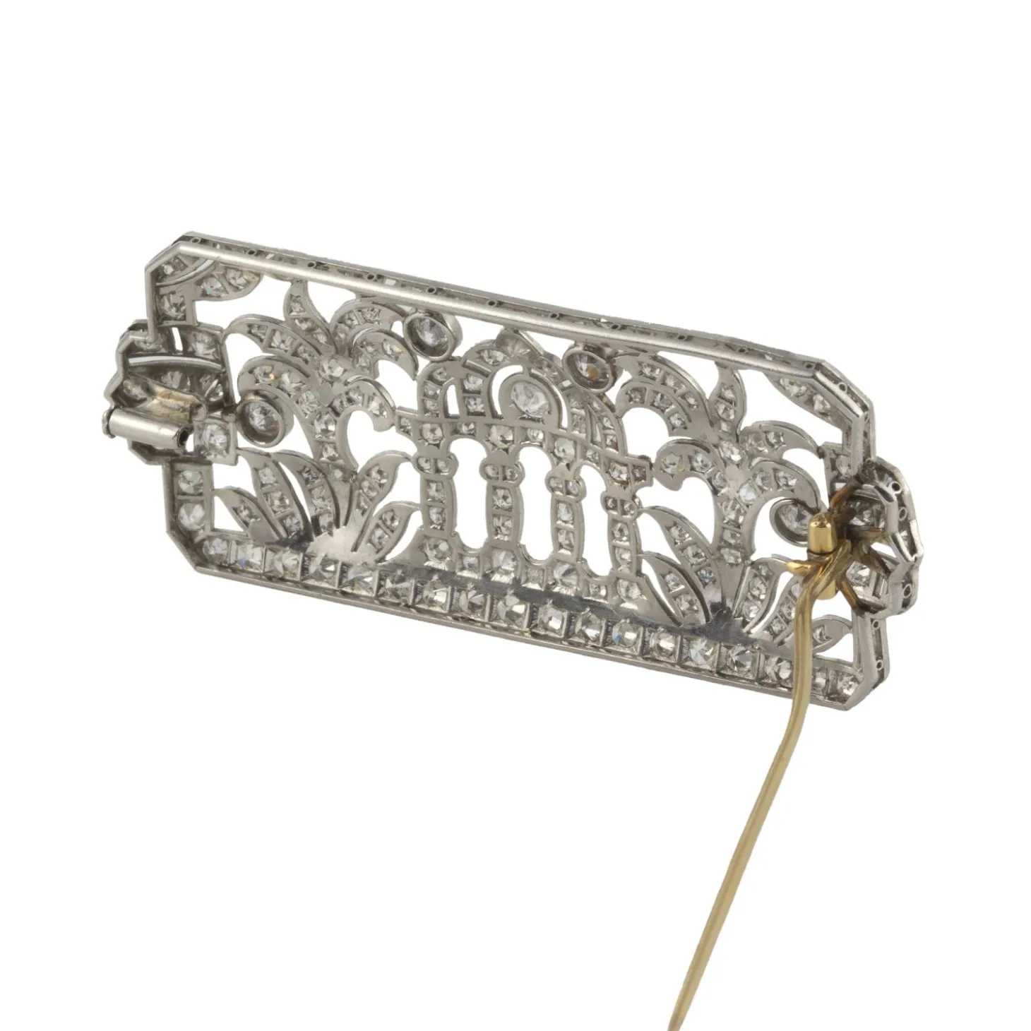 BROCHES / ALFILERES Broche-alfiler art deco oro blanco y diamantes talla antigua