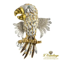 BROCHES / ALFILERES Broche-alfiler loro oro amarillo esmalte y diamantes