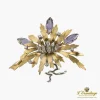 BROCHES / ALFILERES Broche-alfiler  flor oro amarillo oro blanco amatistas y diamantes