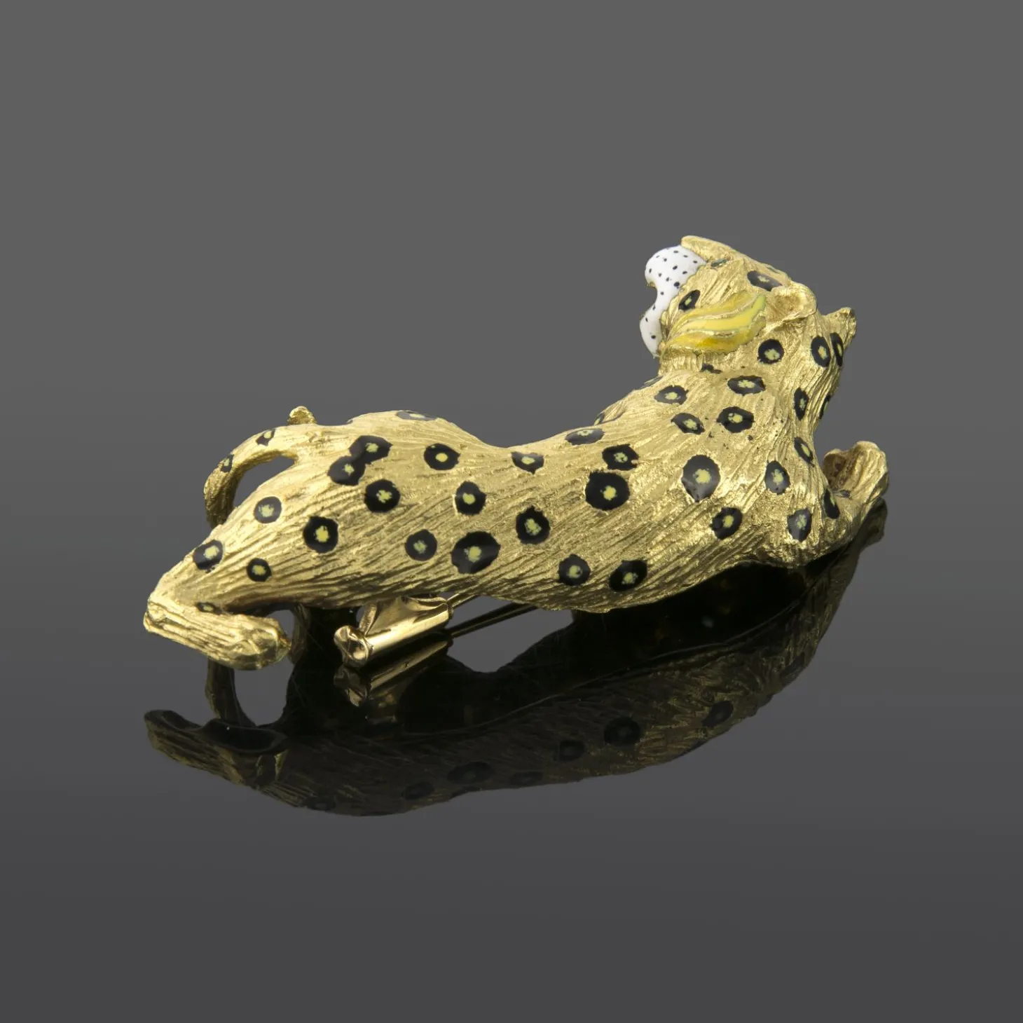 BROCHES / ALFILERES Broche-alfiler pantera oro amarillo y esmalte