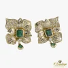 BROCHES / ALFILERES Broche-alfiler doble oro amarillo esmeraldas y diamantes