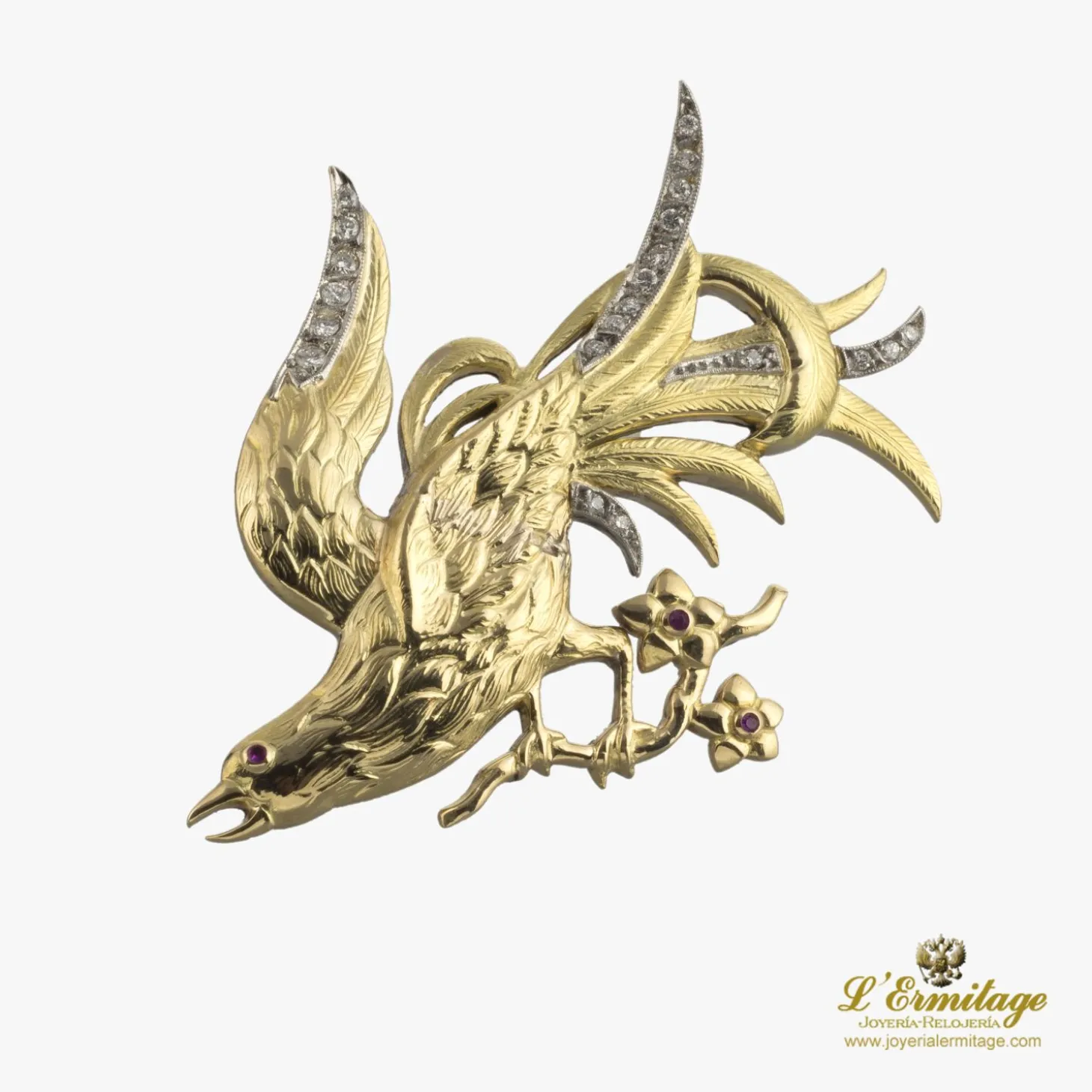 BROCHES / ALFILERES Broche-alfiler oro amarillo faisán