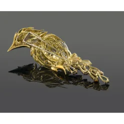 BROCHES / ALFILERES Broche-alfiler ave tropical oro amarillo piedras preciosas y esmalte