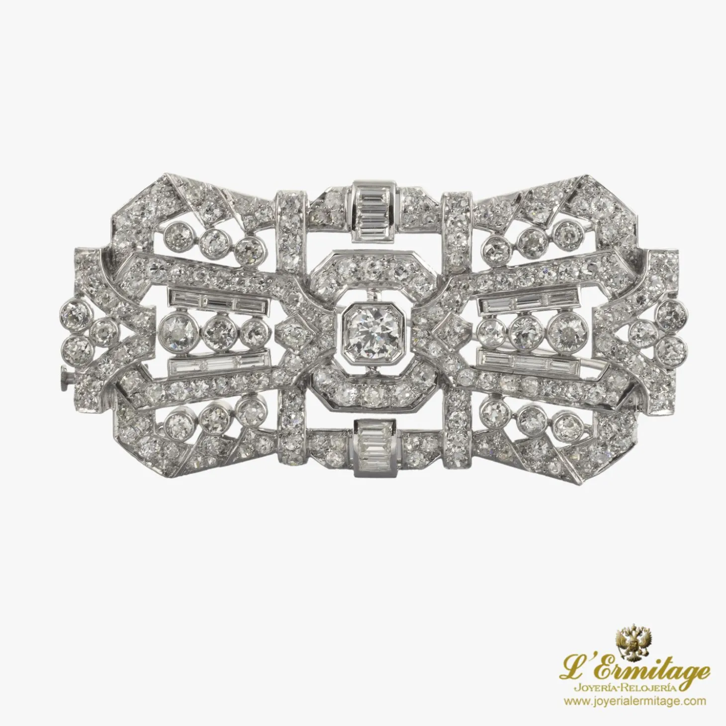 BROCHES / ALFILERES Broche-alfiler art-deco oro blanco y diamantes