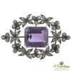 BROCHES / ALFILERES Broche-alfiler antiguo oro y plata amatista y diamantes
