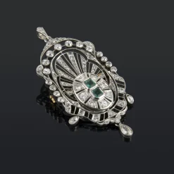 BROCHES / ALFILERES Broche-alfiler art deco oro blanco esmeraldas y diamantes