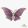 BROCHES / ALFILERES Broche-alfiler mariposa oro blanco y rubíes