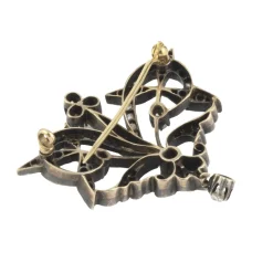 BROCHES / ALFILERES Broche-alfiler antiguo oro amarillo plata y diamantes