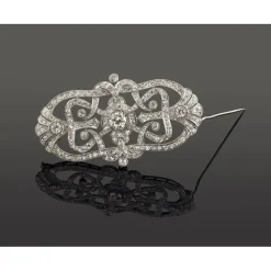 BROCHES / ALFILERES Broche-alfiler oro blanco y diamantes 1900