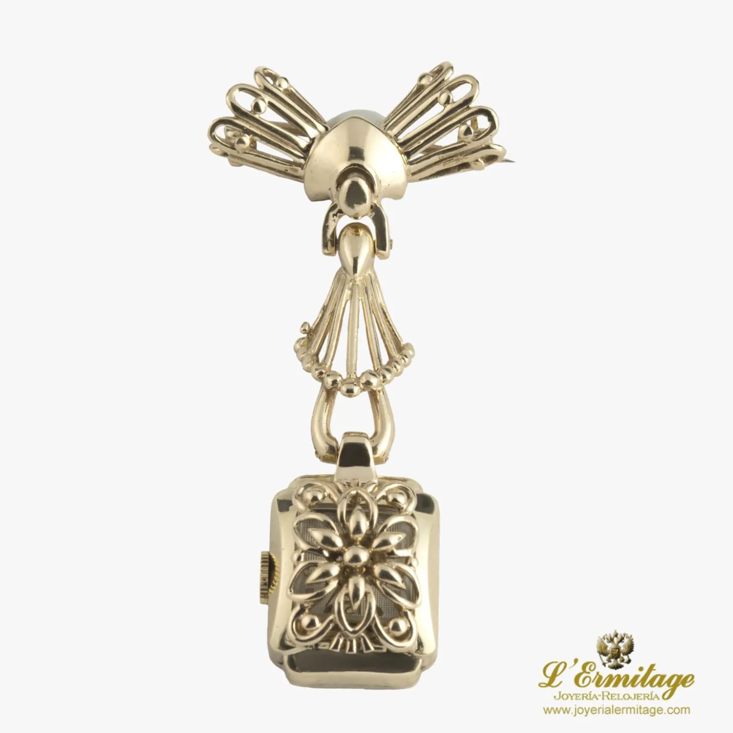 BROCHES / ALFILERES Broche antiguo oro bajo con reloj "elco".