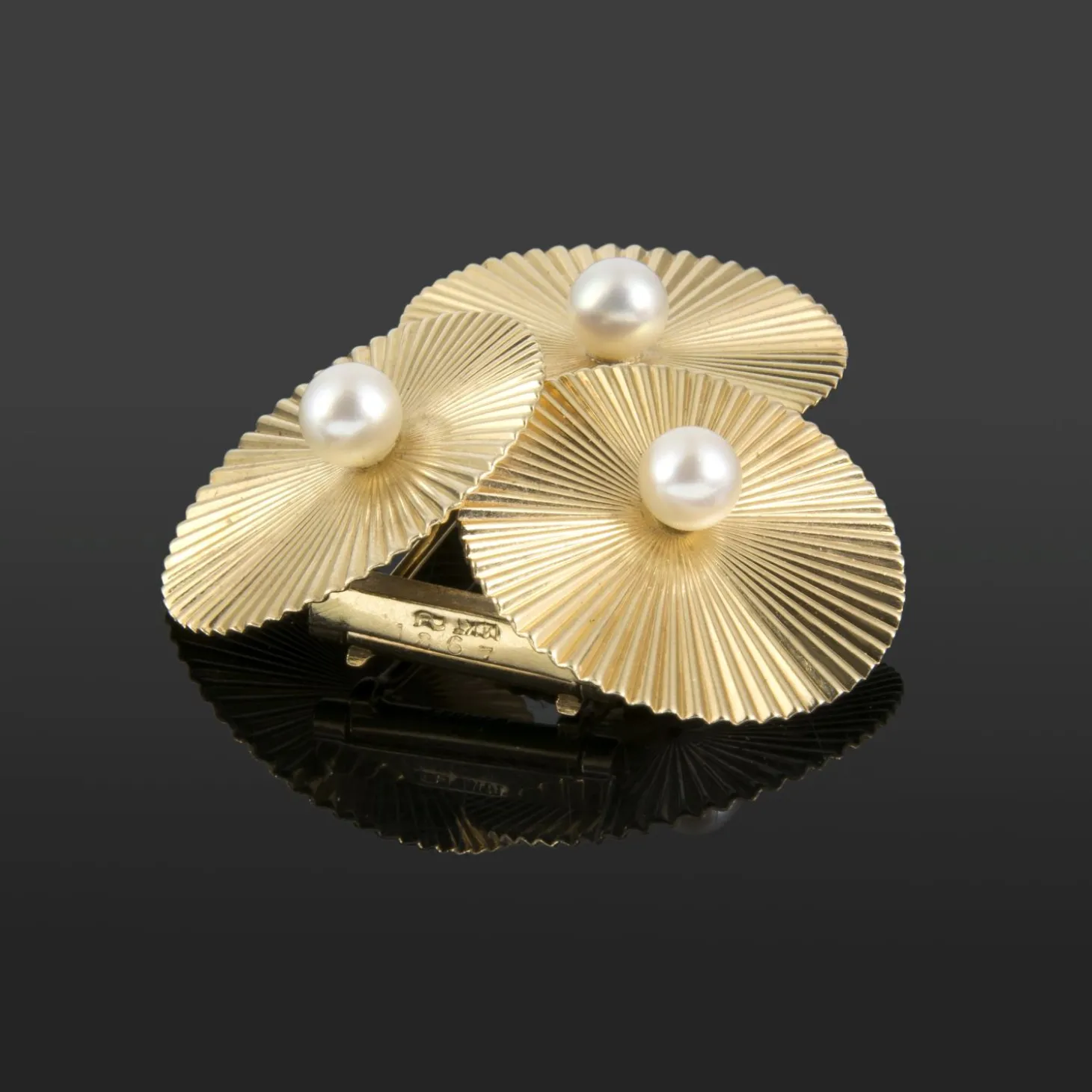BROCHES / ALFILERES Broche antiguo cartier oro amarillo 14kt y perlas