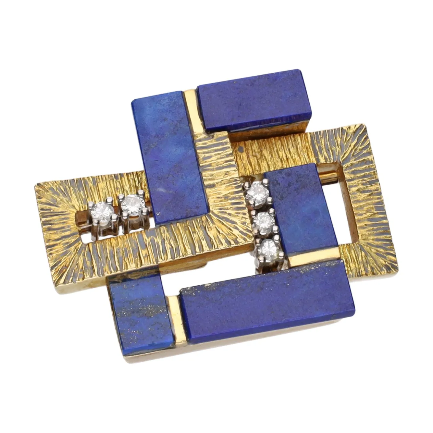 BROCHES / ALFILERES Broche en oro amarillo lapislázuli y diamantes.