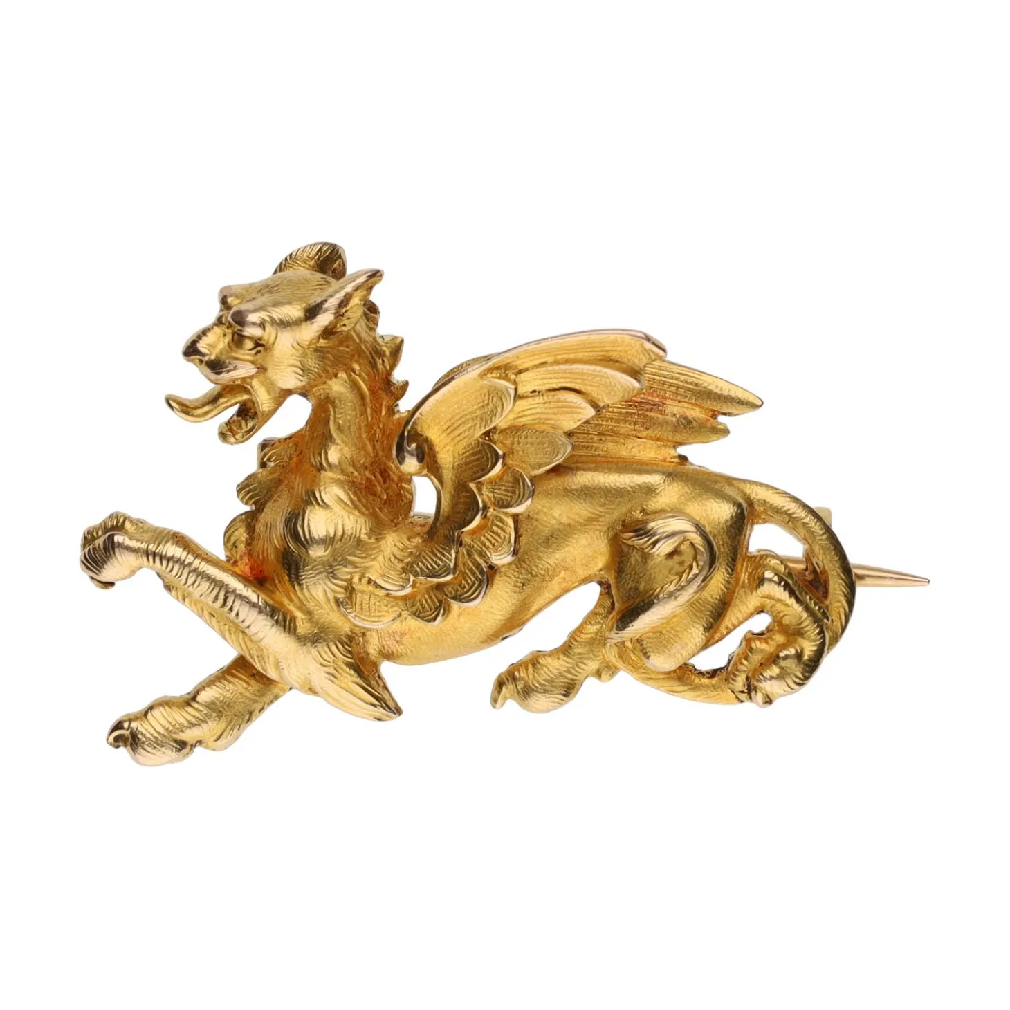 BROCHES / ALFILERES Broche en oro amarillo con forma de grifo animal mitológico.