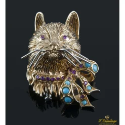 BROCHES / ALFILERES Broche felino oro amarillo