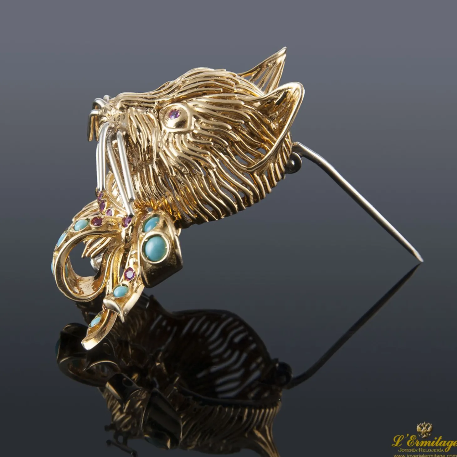 BROCHES / ALFILERES Broche felino oro amarillo