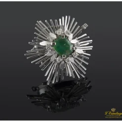 BROCHES / ALFILERES Broche oro blanco esmeralda y diamantes.