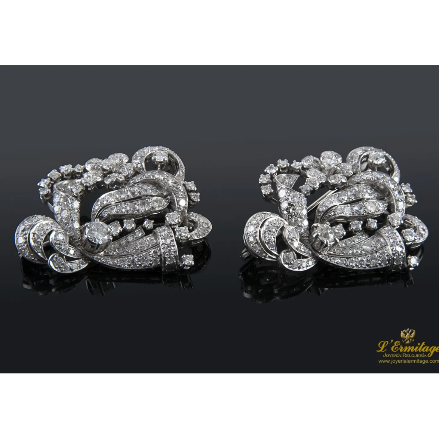 BROCHES / ALFILERES Broche tu y yo oro blanco y diamantes