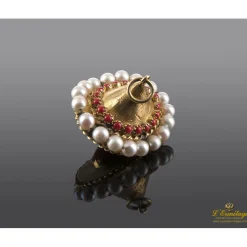 BROCHES / ALFILERES Colgante oro amarillo perlas y coral.