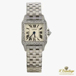 CARTIER Santos demoiselle oro blanco y diamantes cuarzo señora