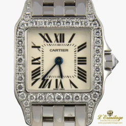 CARTIER Santos demoiselle oro blanco y diamantes cuarzo señora