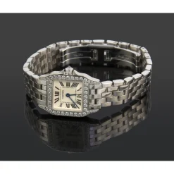 CARTIER Santos demoiselle oro blanco y diamantes cuarzo señora