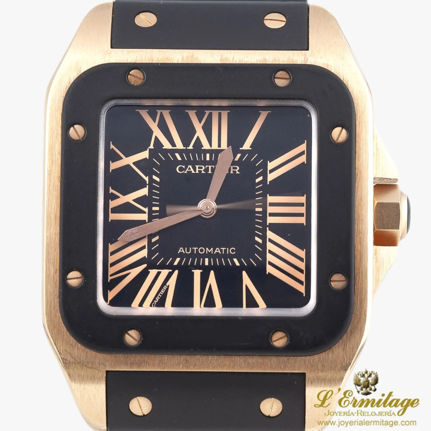 CARTIER Santos 100 oro rosa caucho.