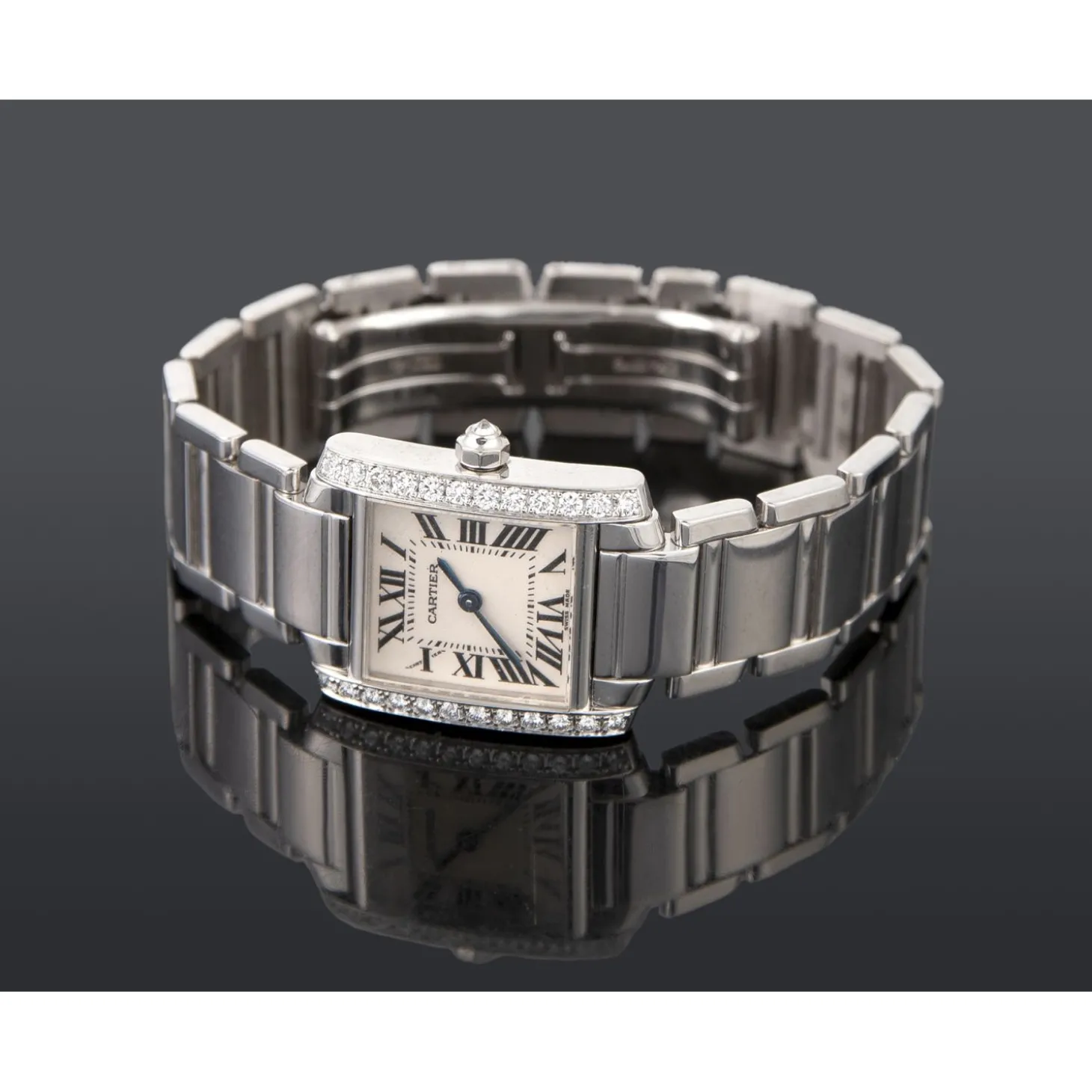 CARTIER Tank francaise oro blanco brillantes señora.