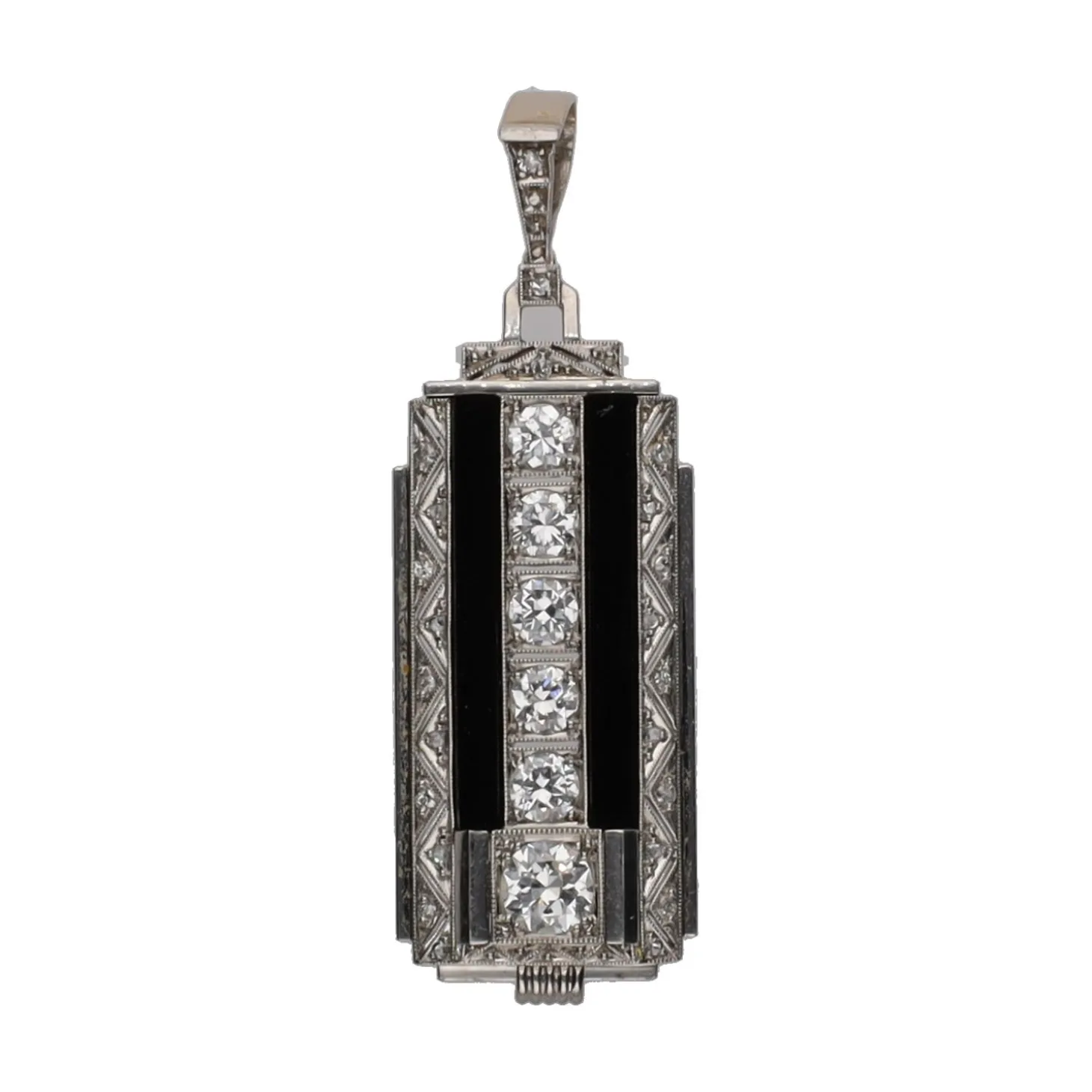 COLGANTES Colgante art deco en platino con brillantes.