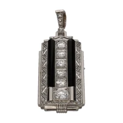 COLGANTES Colgante art deco en platino con brillantes.