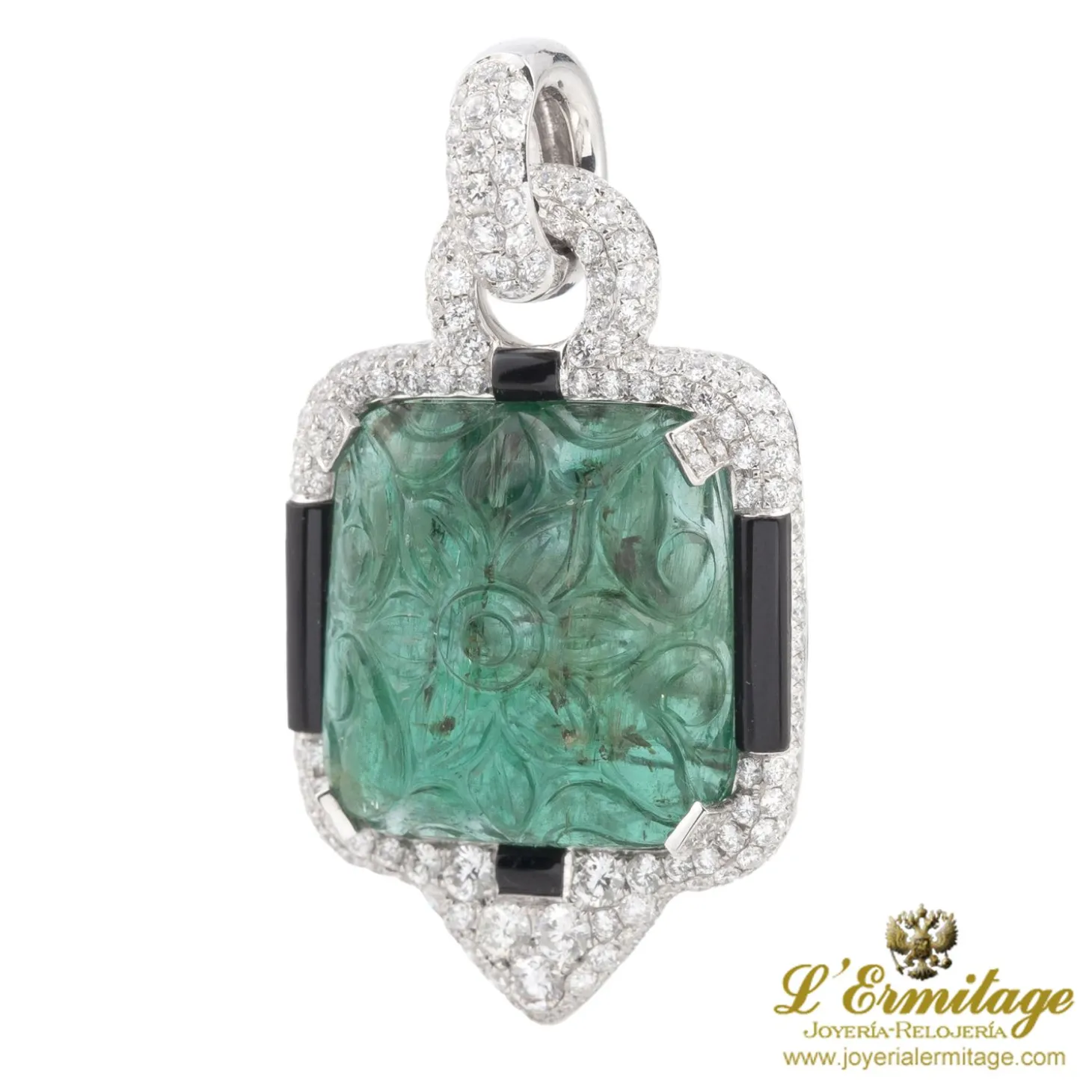 COLGANTES Colgante con esmeralda diamantes y ónice