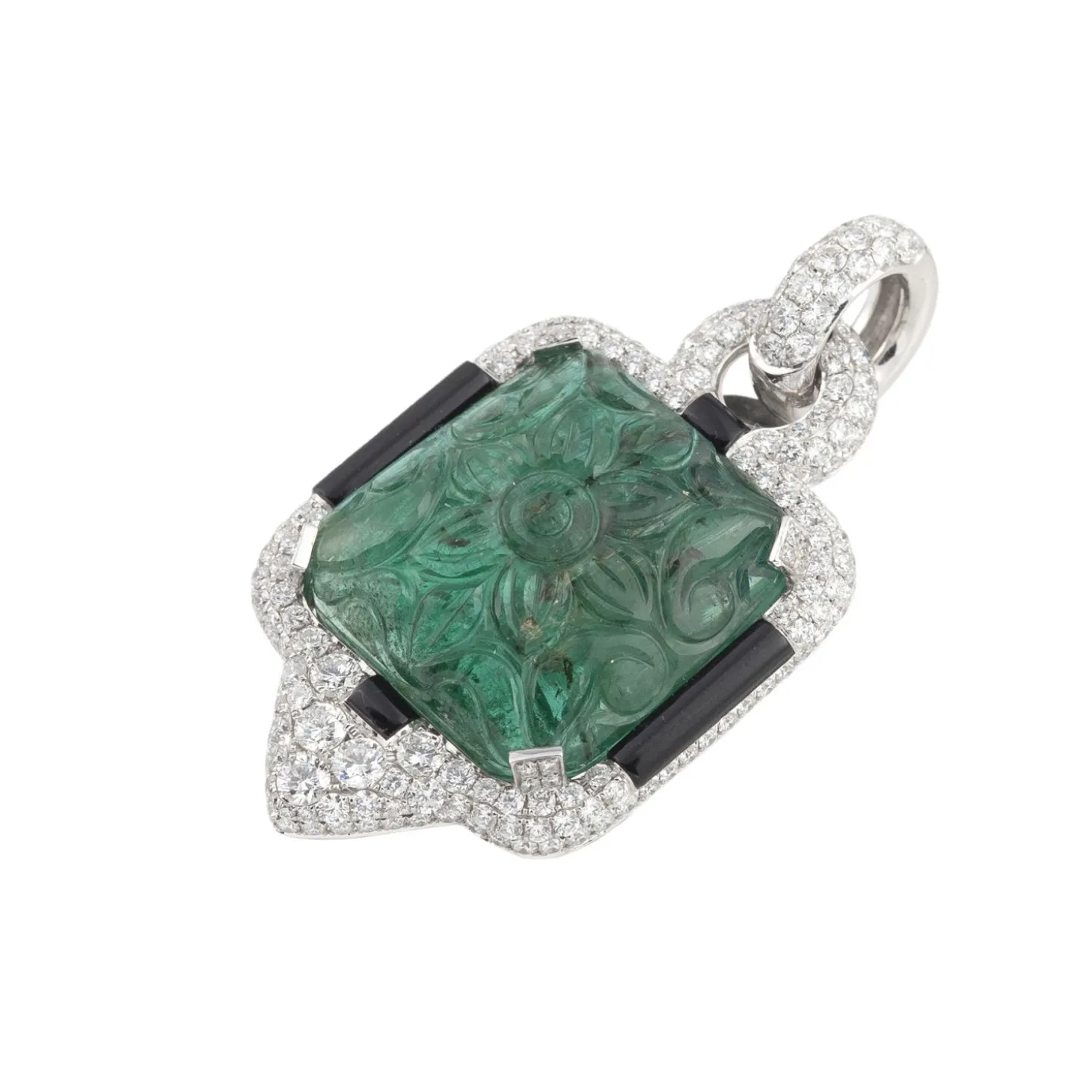 COLGANTES Colgante con esmeralda diamantes y ónice