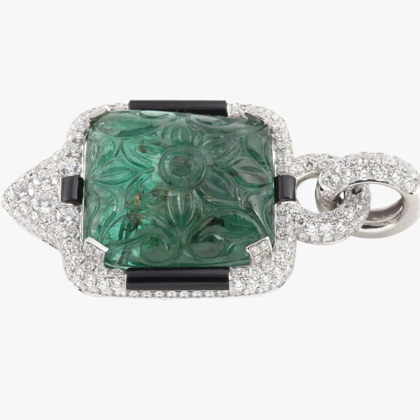COLGANTES Colgante con esmeralda diamantes y ónice