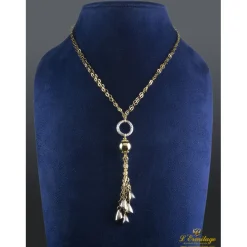 COLLARES Cadena doble de anillas realizada en oro blanco y oro amarillo.