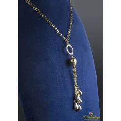 COLLARES Cadena doble de anillas realizada en oro blanco y oro amarillo.