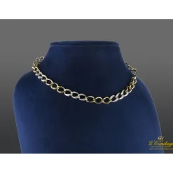 COLLARES Cadena oro blanco oro amarillo y diamantes. 40Cm.